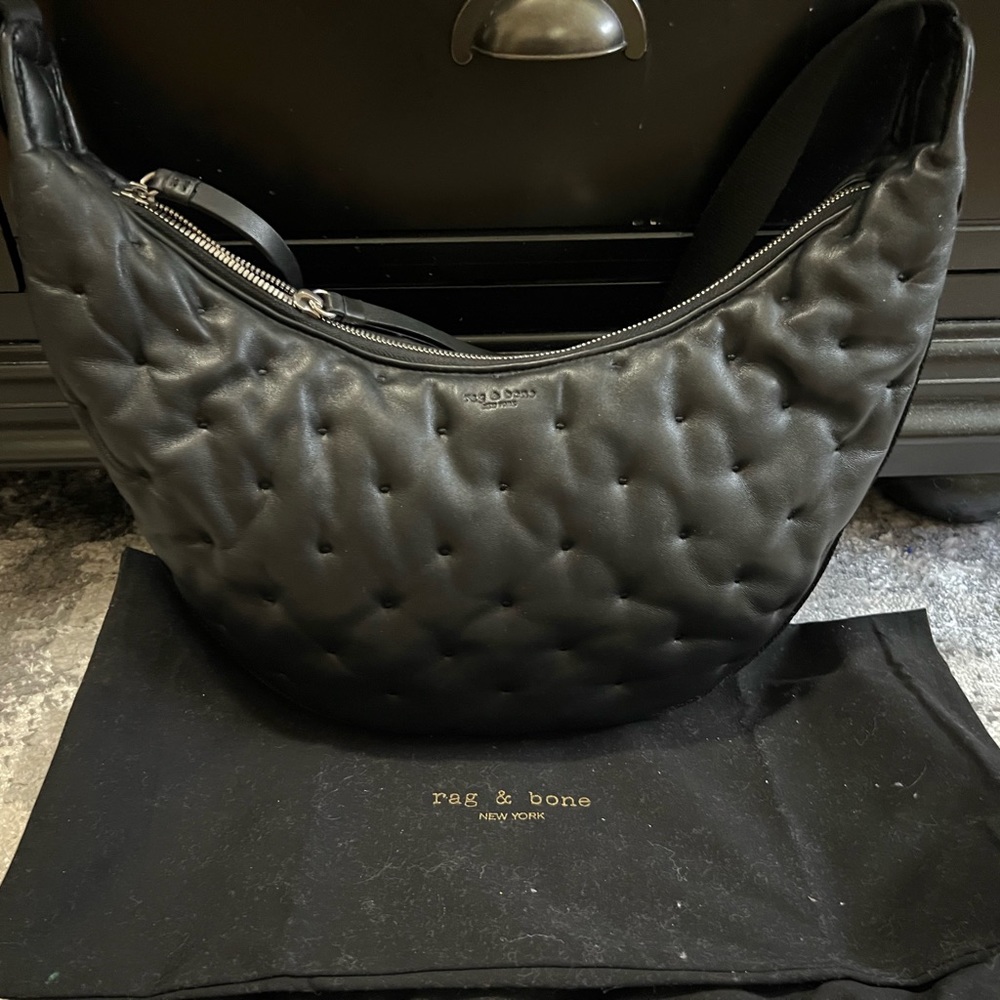 rag & bone Quilted Black Leather Crossbody Bag
